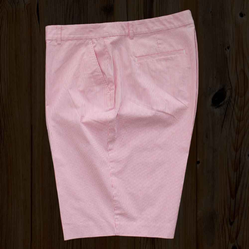 Lauren Ralph Lauren Pink and White Striped Seersucker Bermuda Active Shorts - Picture 7 of 12